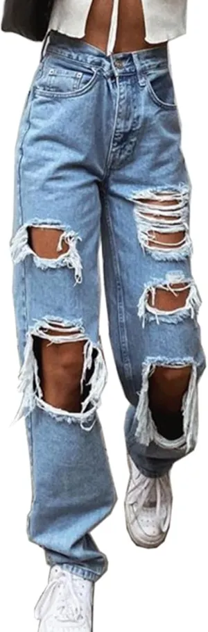 Franhais Women Wide Leg Denim Pants Fashion High Waist Straight Leg Baggy Flared Y2K Jeans Trousers Streetwear
