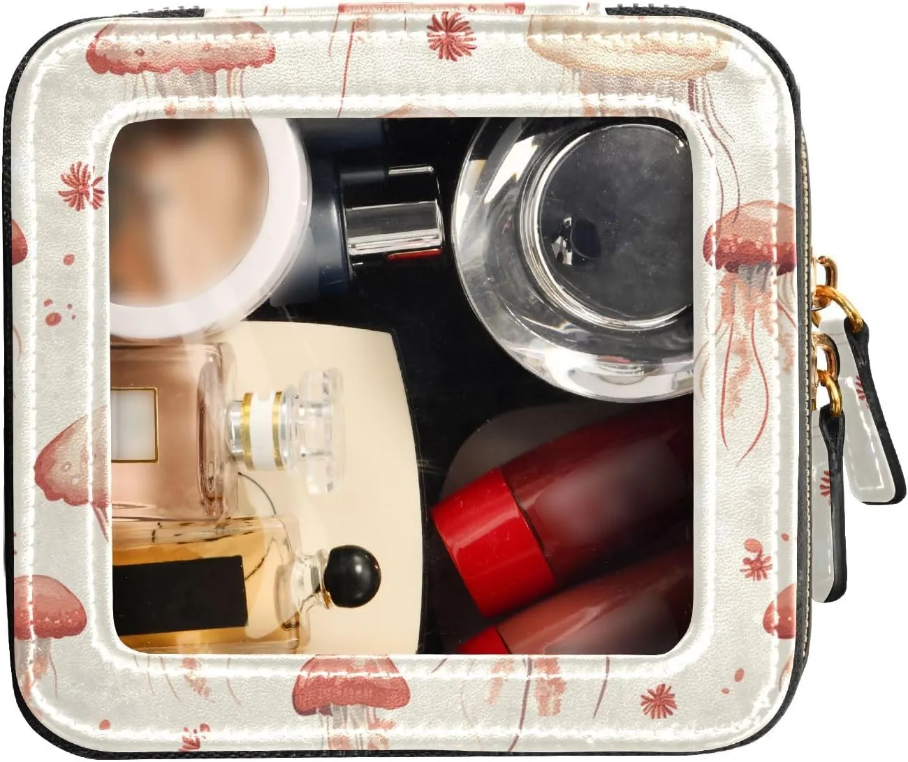 FRODOTGV Clear Makeup Bag Cute Aliens Head White Toiletry Bags with Zipper Cosmetic Organizer Case