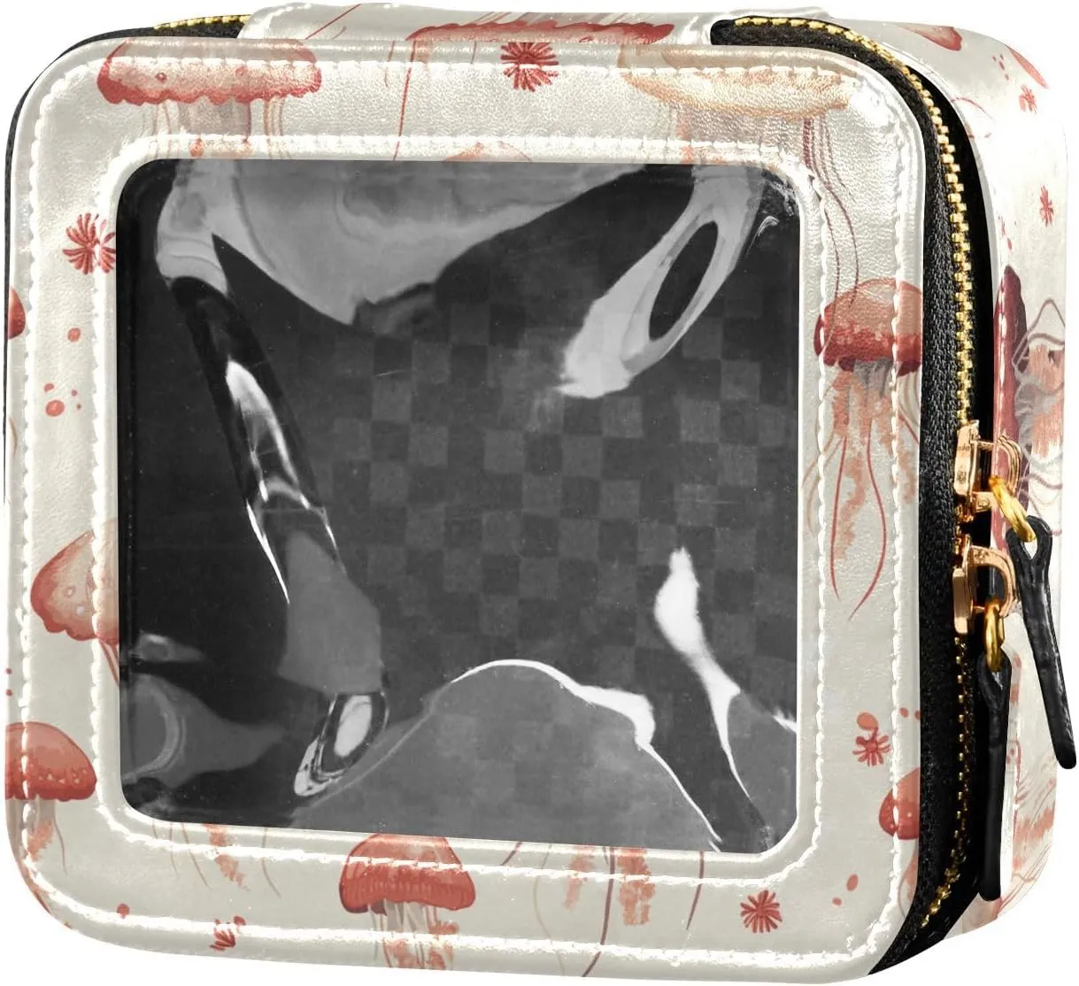 FRODOTGV Clear Makeup Bag Cute Aliens Head White Toiletry Bags with Zipper Cosmetic Organizer Case