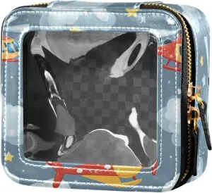 FRODOTGV Helicopter and Stars Cloud Silver Clear Small Makeup Bag for Purse Travel Toiletry Small Cosmetic Bags