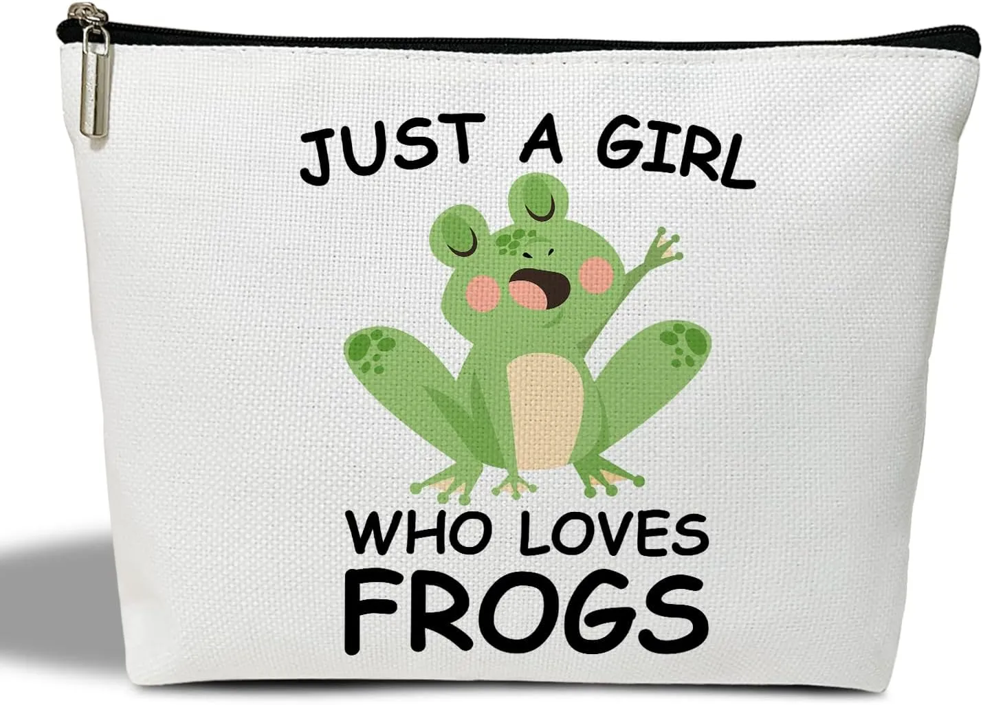 Frog Cosmetic Bags for Women, Just a Girl Who Loves Frogs, Funny Makeup Bag Gift for Women Makeup Organizer Zipper Pouch Travel Toiletry Bag