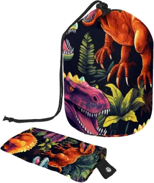 Fun Art Dinosaur Pattern Travel Cosmetic Bags Makeup Bag for Women, Foldable Drawstring Travel Cosmetic Bags, Portable Toiletry Bucket Bag