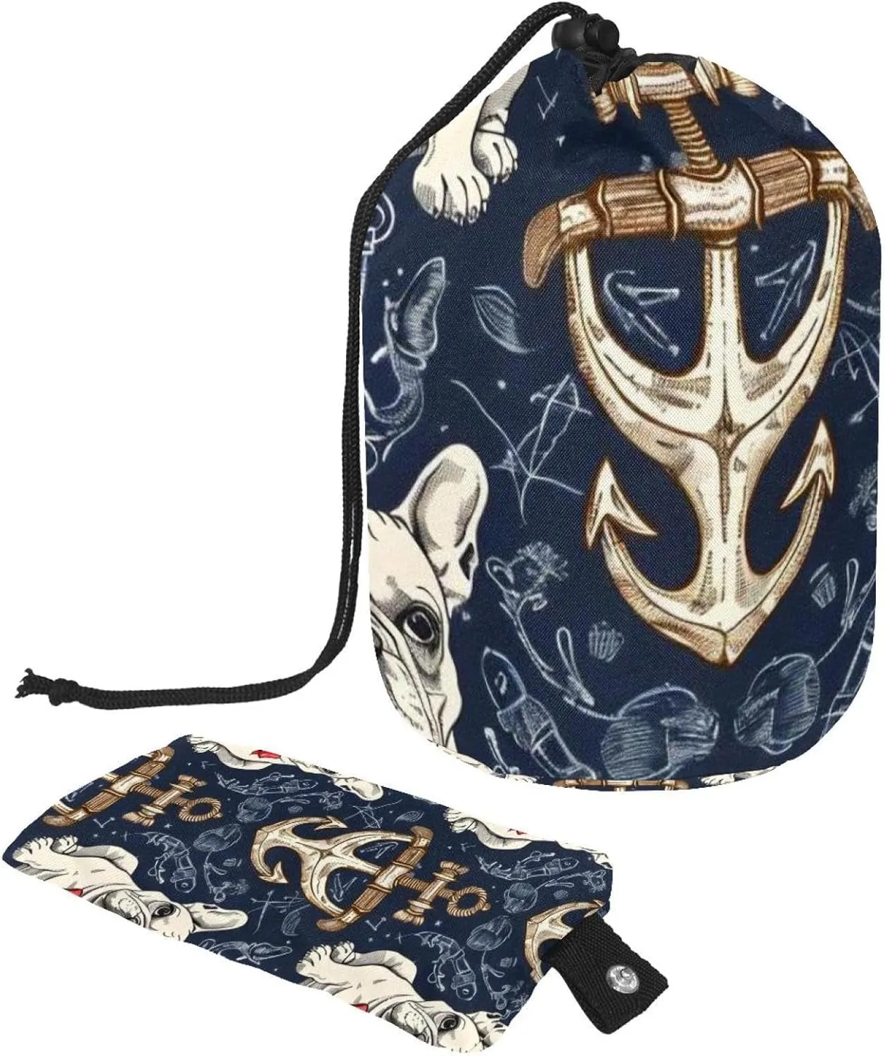 Fun Bulldog Print Travel Cosmetic Bags Makeup Bag for Women, Foldable Drawstring Travel Cosmetic Bags, Portable Toiletry Bucket Bag