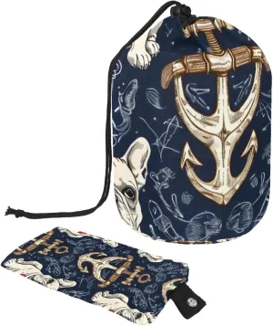 Fun Bulldog Print Travel Cosmetic Bags Makeup Bag for Women, Foldable Drawstring Travel Cosmetic Bags, Portable Toiletry Bucket Bag