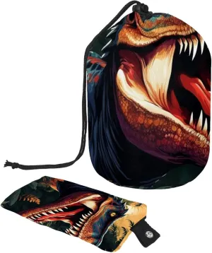 Fun Cool Dinosaur Pattern Travel Cosmetic Bags Makeup Bag for Women, Foldable Drawstring Travel Cosmetic Bags, Portable Toiletry Bucket Bag