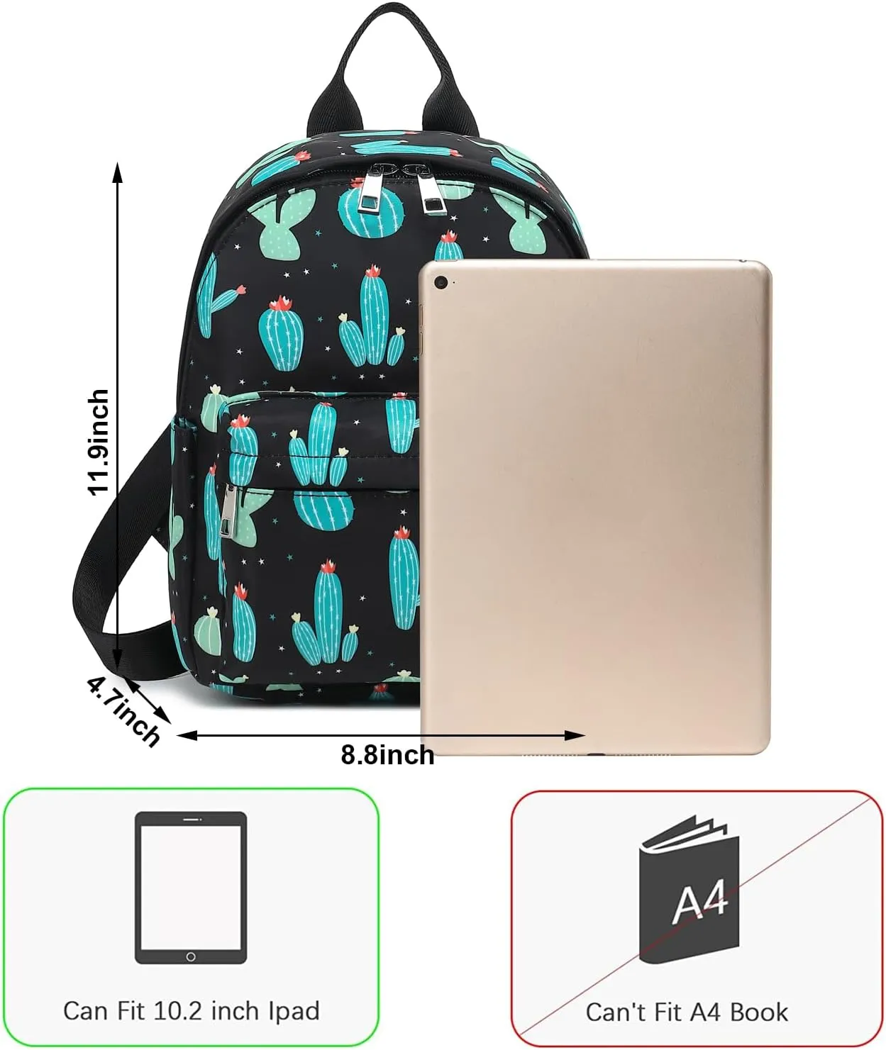 Girls Mini Backpack, Small Backpacks Purse for Women Teens Kids School Travel (Cactus)