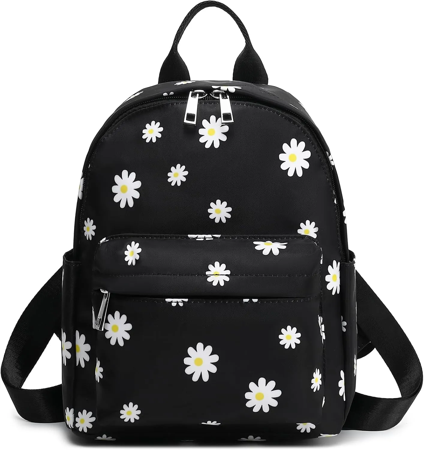 Girls Mini Backpack, Small Backpacks Purse for Women Teens Kids School Travel (Flowers Black)