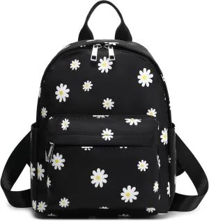 Girls Mini Backpack, Small Backpacks Purse for Women Teens Kids School Travel (Flowers Black)