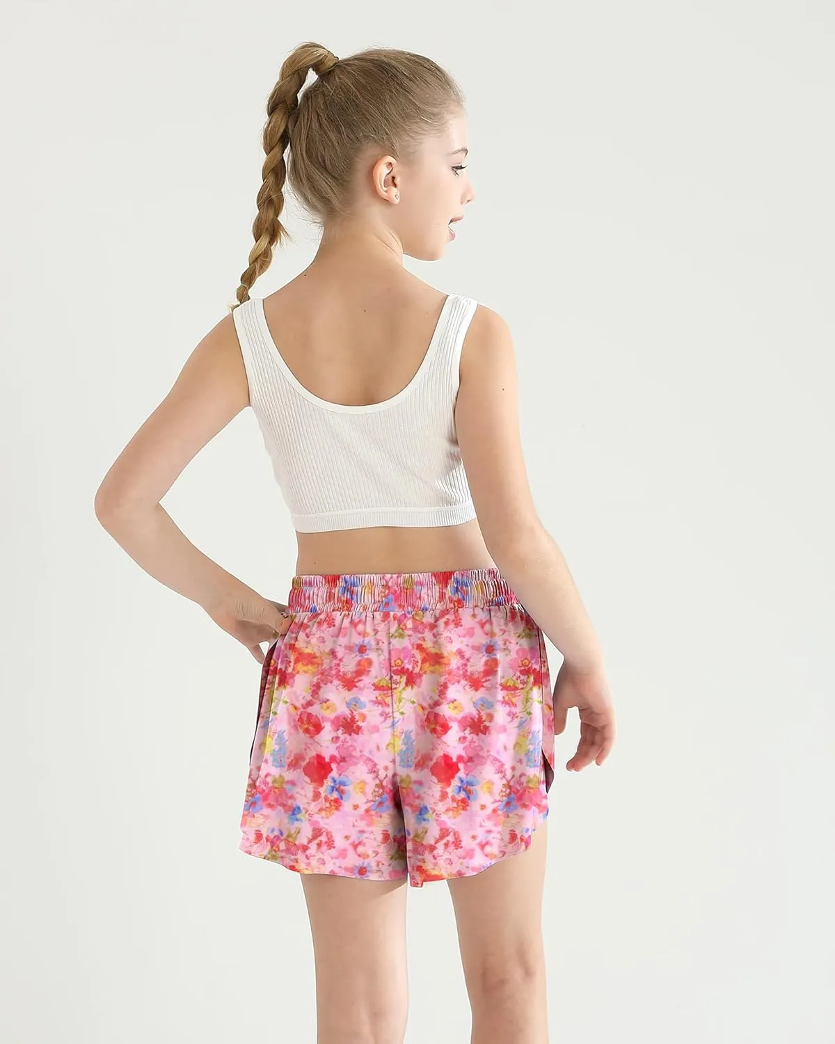 Girls Skorts Flowy Butterfly Shorts Spandex 2 in 1 with Pocket Skirt for Kids Tennis, Athletic, Running 5-13 Years
