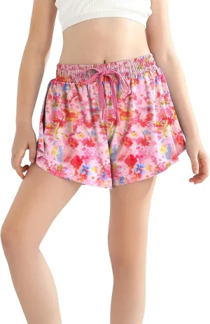 Girls Skorts Flowy Butterfly Shorts Spandex 2 in 1 with Pocket Skirt for Kids Tennis, Athletic, Running 5-13 Years