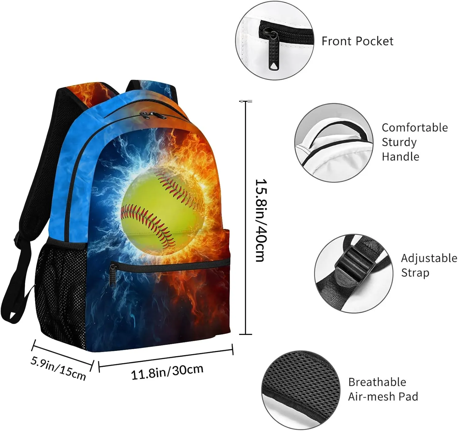 Girls Softball Backpack, Softball School Backpack for Girls, Children Elementary Middle High School Bookbags for Teen Kids,Travel Laptop Backpack School Bags, 16 Inch Large Back Packs