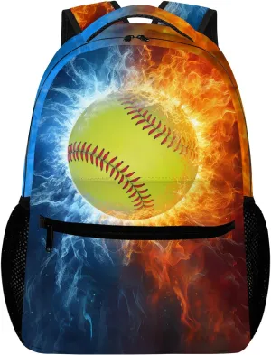 Girls Softball Backpack, Softball School Backpack for Girls, Children Elementary Middle High School Bookbags for Teen Kids,Travel Laptop Backpack School Bags, 16 Inch Large Back Packs