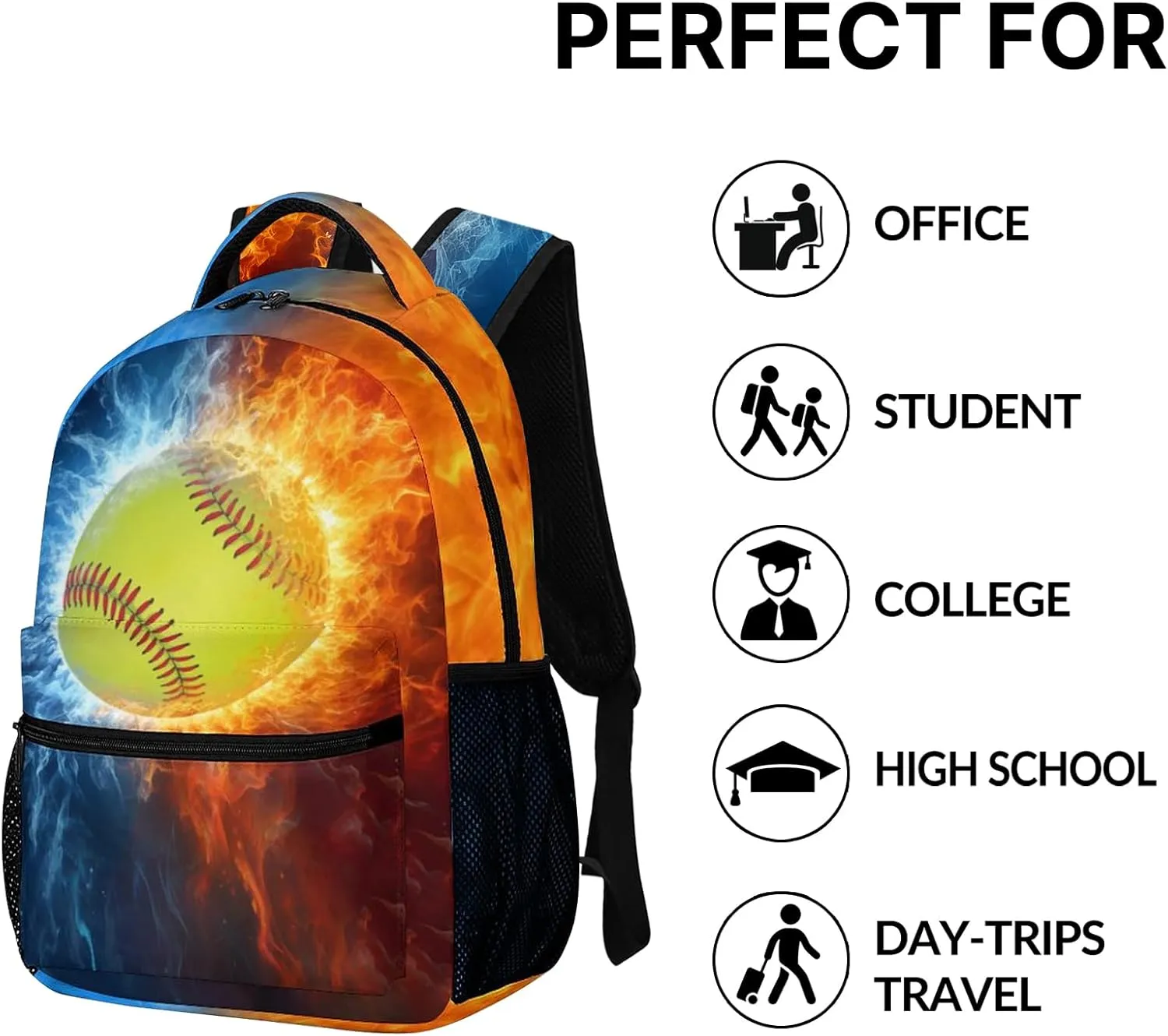Girls Softball Backpack, Softball School Backpack for Girls, Children Elementary Middle High School Bookbags for Teen Kids,Travel Laptop Backpack School Bags, 16 Inch Large Back Packs