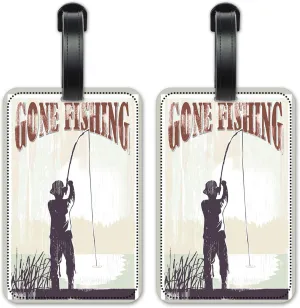 Gone Fishing - Luggage ID Tags - Suitcase Identification Cards - Set of 2