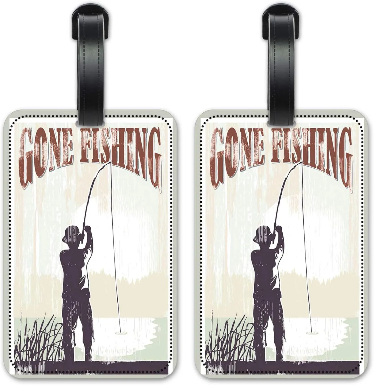 Gone Fishing - Luggage ID Tags - Suitcase Identification Cards - Set of 2