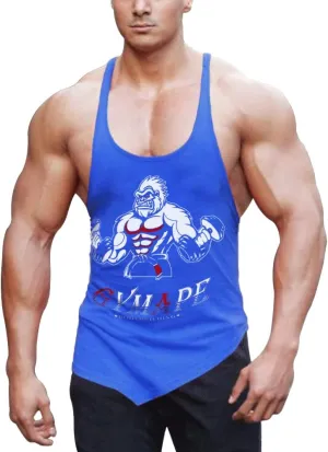 GYMAPE Mens Stringer Gym Bodybuilding Tank Tops Cotton for Workout with Arch Hem