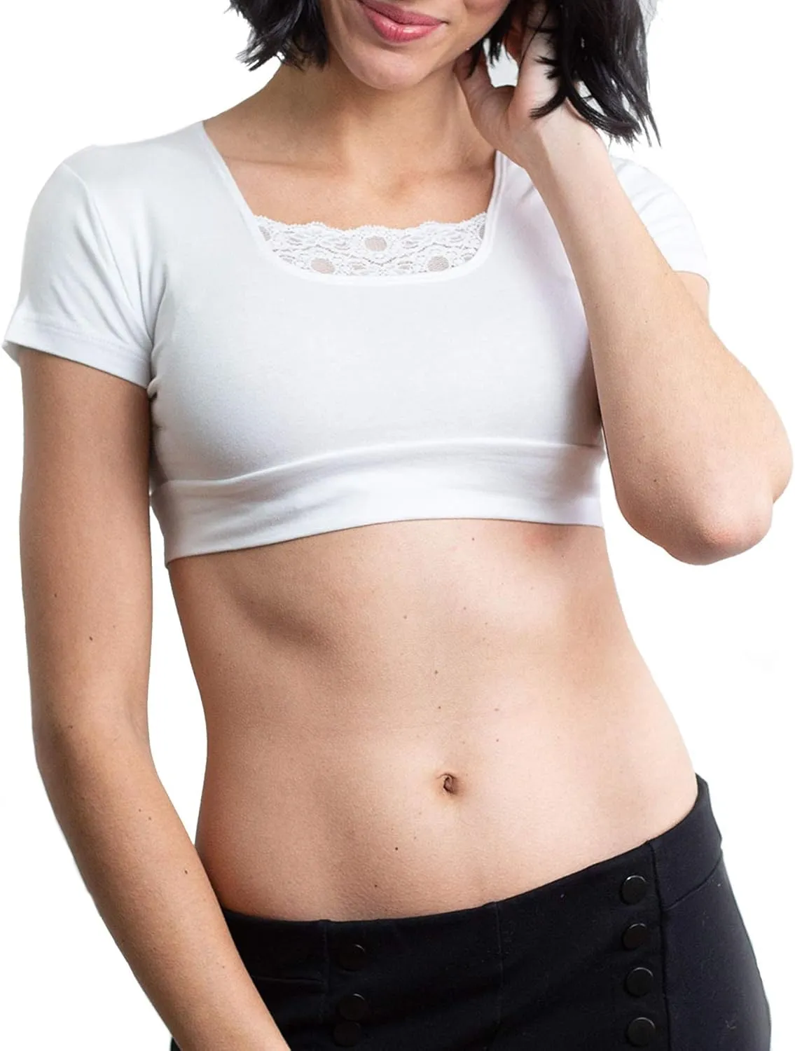 HALFTEE Peekaboo Short Sleeve Layering Tee | Crop Tops for Women & Teens | XS-3X