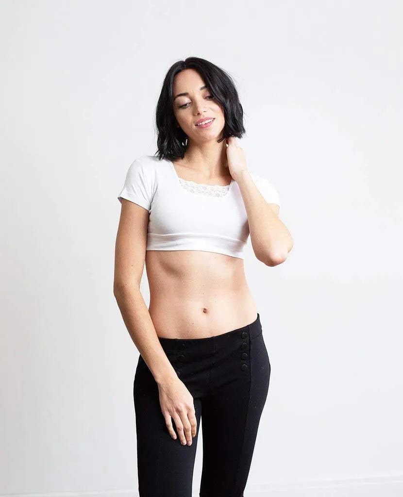 HALFTEE Peekaboo Short Sleeve Layering Tee | Crop Tops for Women & Teens | XS-3X
