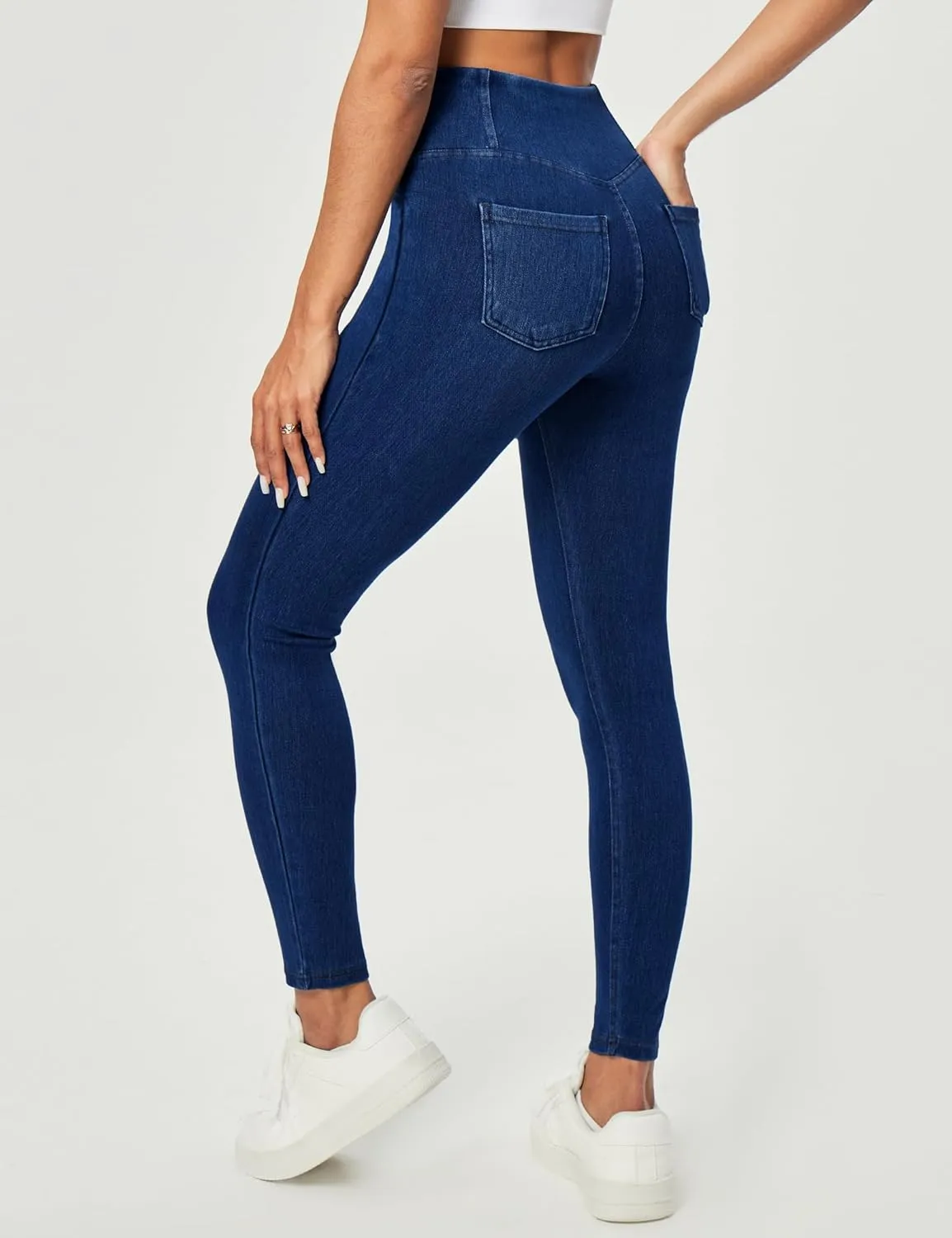 Heathyoga Crossover Jeggings for Women Tummy Control Pull on Stretchy Jeans for Women High Waisted Skinny Jeans