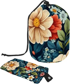 Hibiscus Flowers Travel Cosmetic Bags Makeup Bag for Women, Foldable Drawstring Travel Cosmetic Bags, Portable Toiletry Bucket Bag