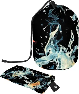 Hockey Fire Water Travel Cosmetic Bags Makeup Bag for Women, Foldable Drawstring Travel Cosmetic Bags, Portable Toiletry Bucket Bag