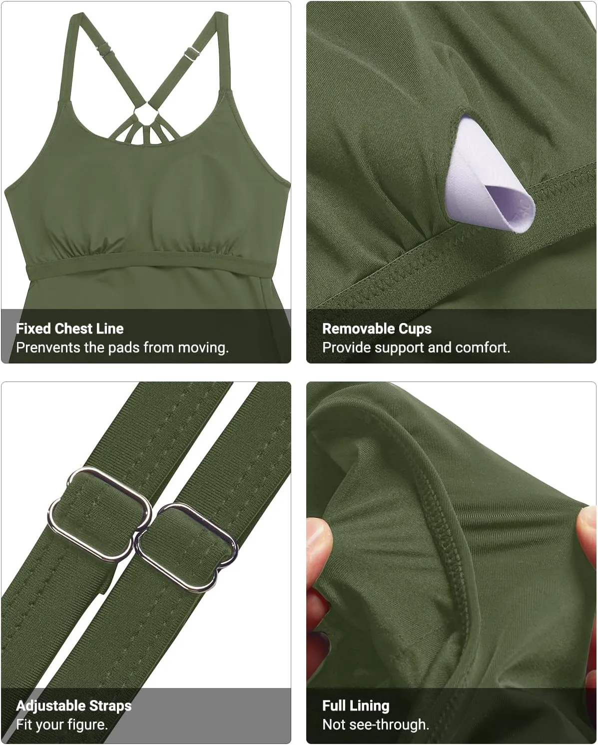 Holipick Womens Tankini Swim Top Only Tankini Bathing Suit Tops No Bottom