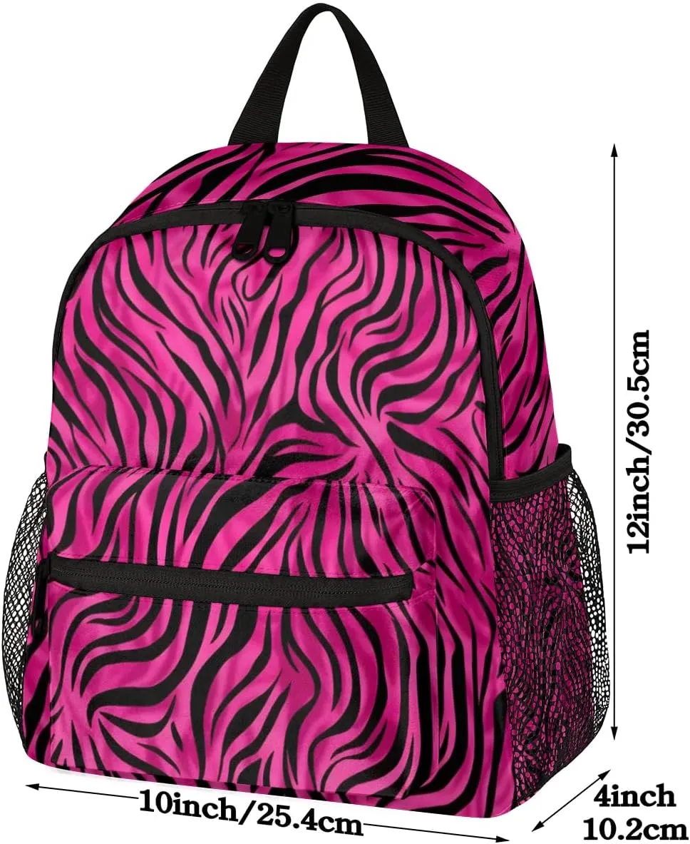 Hot Pink Leopard Toddler Backpack for Little Girls Preschool Kindergarten Small Backpack Lightweight Bookbag Waterproof Mini Travel PreSchool Student Bookbags