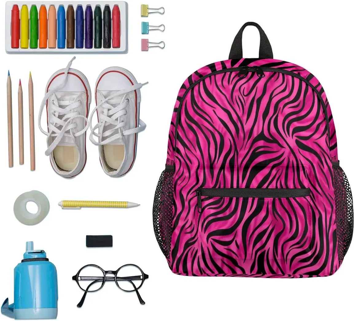 Hot Pink Leopard Toddler Backpack for Little Girls Preschool Kindergarten Small Backpack Lightweight Bookbag Waterproof Mini Travel PreSchool Student Bookbags