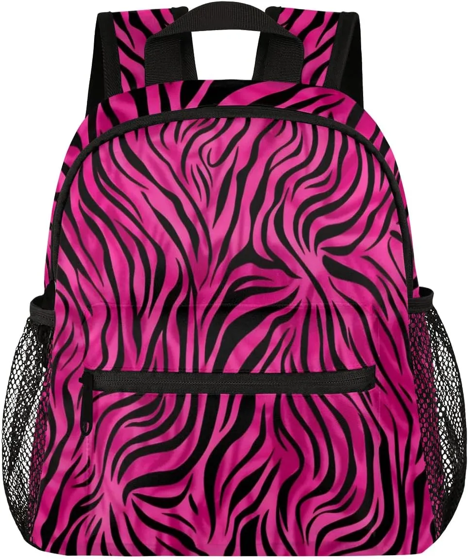 Hot Pink Leopard Toddler Backpack for Little Girls Preschool Kindergarten Small Backpack Lightweight Bookbag Waterproof Mini Travel PreSchool Student Bookbags