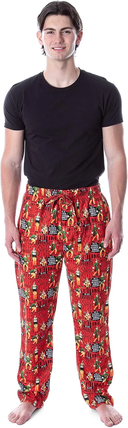 INTIMO Elf The Movie Men's Cotton Headed Ninny Muggins Allover Holiday Christmas Film Loungewear Pajama Pants