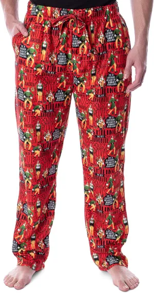 INTIMO Elf The Movie Men's Cotton Headed Ninny Muggins Allover Holiday Christmas Film Loungewear Pajama Pants