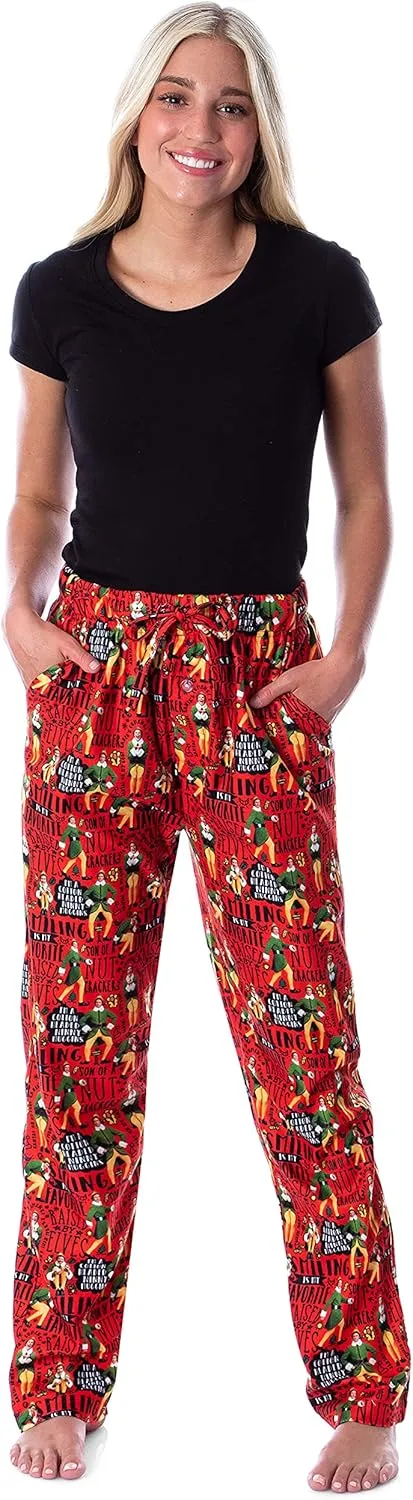 INTIMO Elf The Movie Men's Cotton Headed Ninny Muggins Allover Holiday Christmas Film Loungewear Pajama Pants