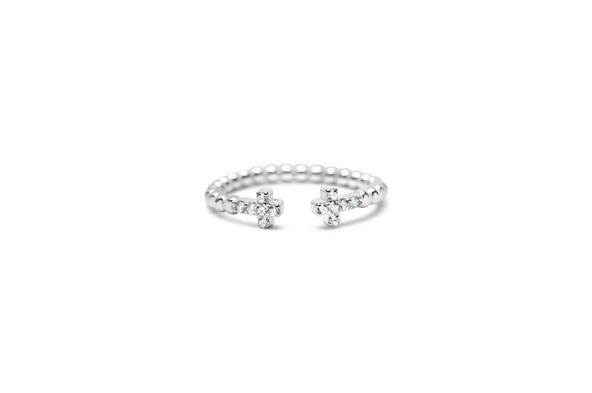 It Fits! Pavé Cross Droplet Wire Ring