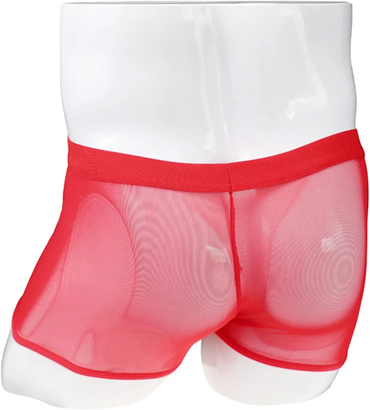 JEsilunmaMY Men's Mesh Sheer Boxer Briefs Mid Waist See Through Leather Zipper Pouch Underwear Transparent Boxer Lingerie