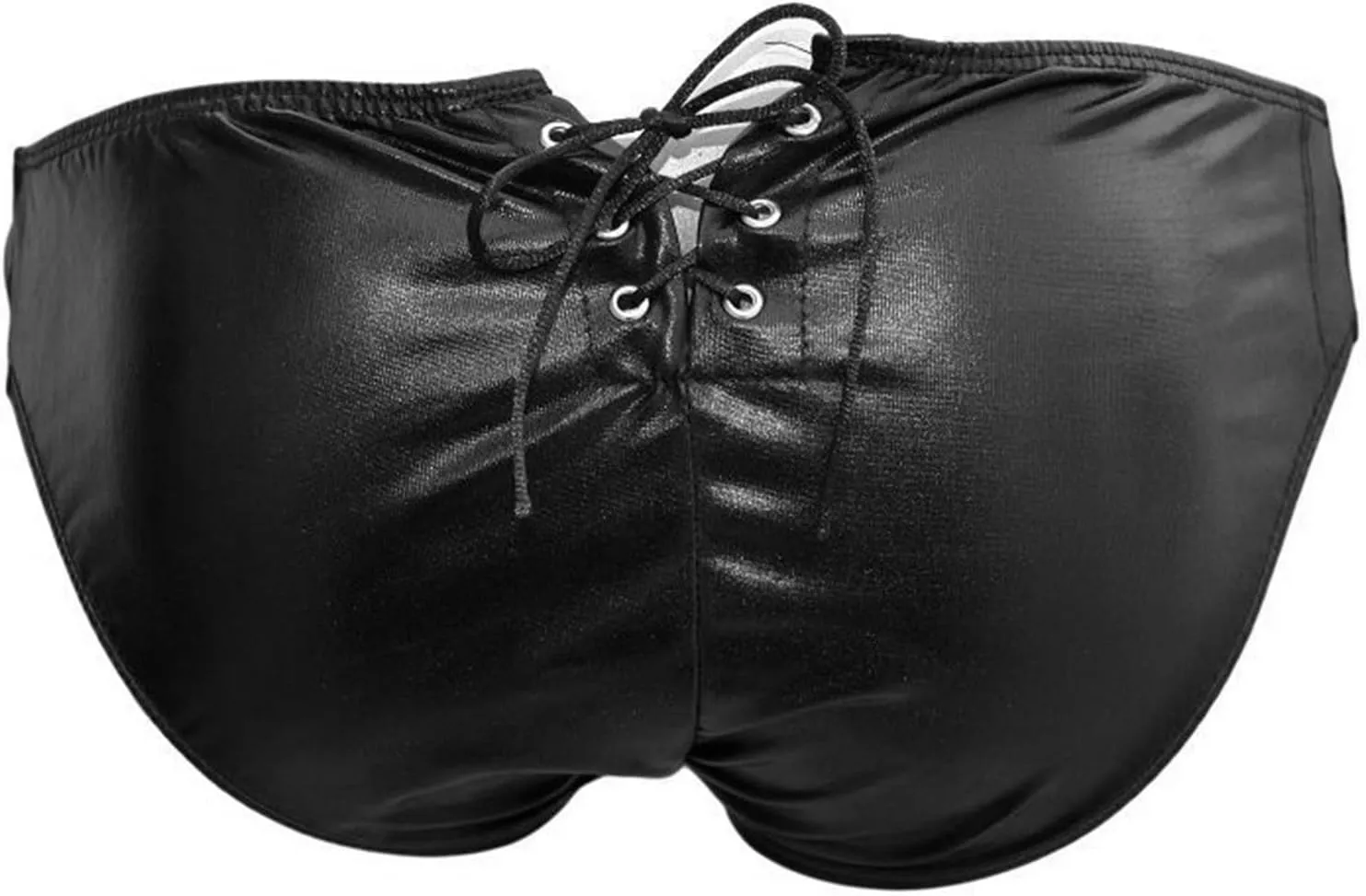 JEsilunmaMY Mens Strappy Leather Briefs Low Rise Lace Up Bulge Pouch Bikini Briefs Underwear Temptation Underpants Lingerie