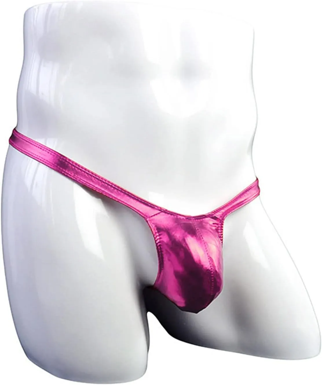 JEsilunmaMY T-Back Thong for Men Low Rise Bulge Pouch Leather G-String Panties Solid Color Bikini Briefs Temptation Underwear