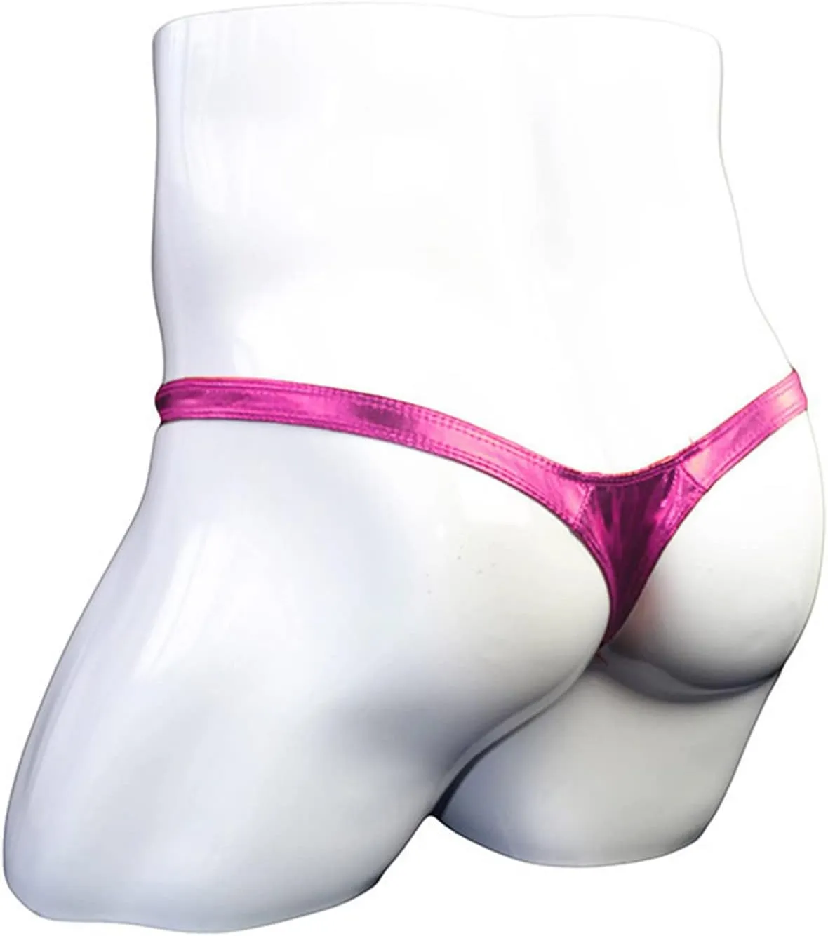 JEsilunmaMY T-Back Thong for Men Low Rise Bulge Pouch Leather G-String Panties Solid Color Bikini Briefs Temptation Underwear