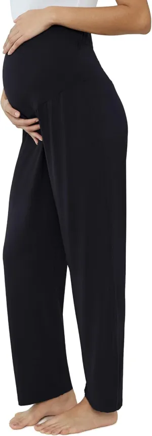 Joyaria Maternity Pants Summer Pregnancy Pants Wide Leg for Work Loose Lounge Pants Over The Belly Stretchy Sweatpants