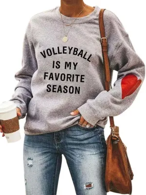 KIRJAUDU Women Letter Print Sweatshirt Long Sleeve Cute Heart Elbow Patch Pullover Tops