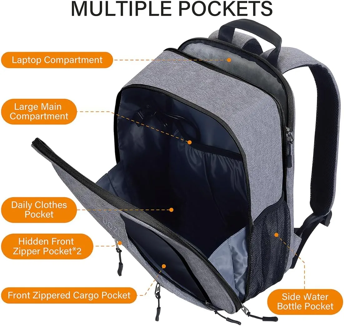 Laptop Backpack Slim & Expandable with Hidden Built-in Usb Spill-Resistant Notebooks Bag Case for Most 13-15 Inch MacBooks Surface-Books Dell HP Lenovo Asus Computers (Grey-Black)