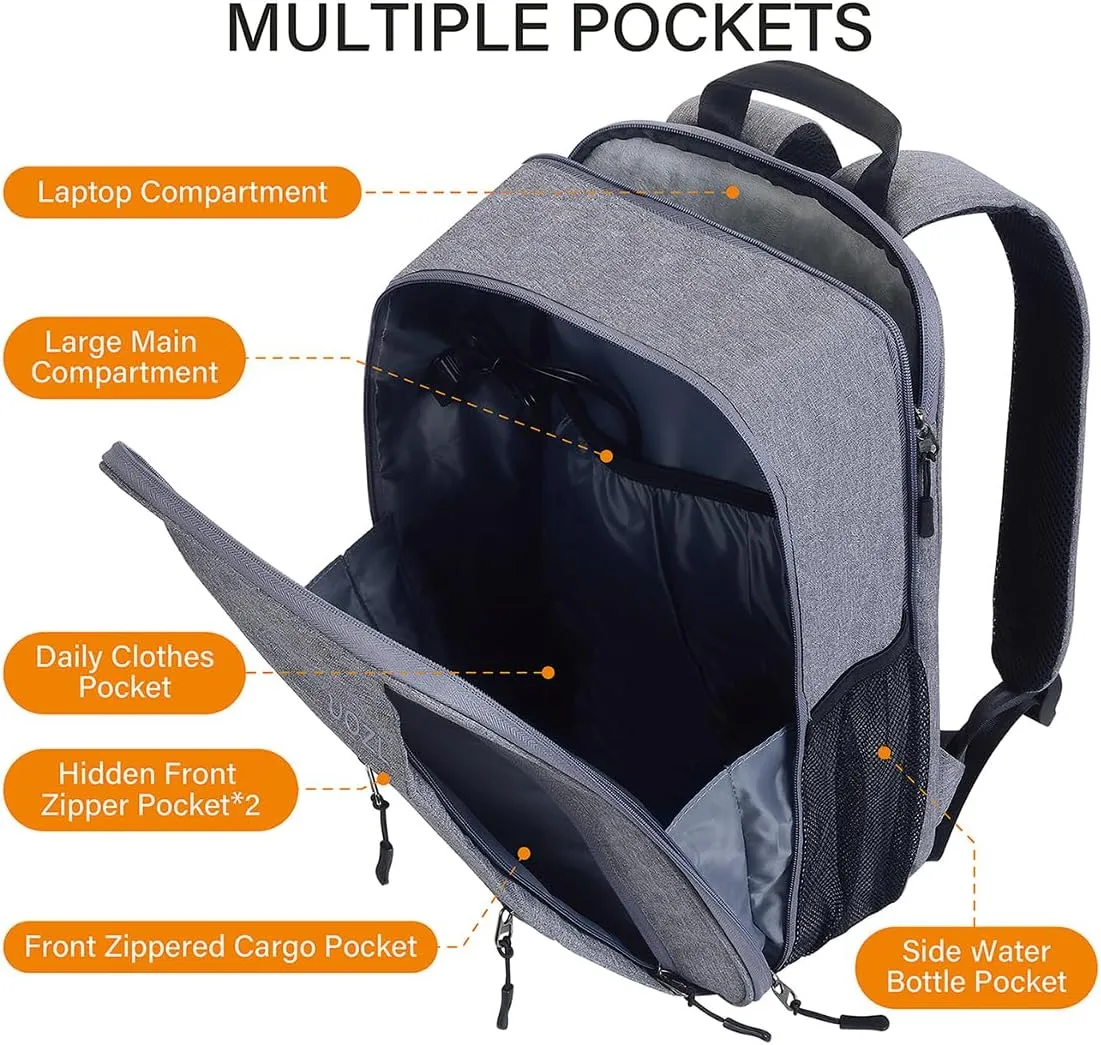 Laptop Backpack Slim & Expandable with Hidden Built-in Usb Spill-Resistant Notebooks Bag Case for Most 13-15 Inch MacBooks Surface-Books Dell HP Lenovo Asus Computers (Grey-Grey)