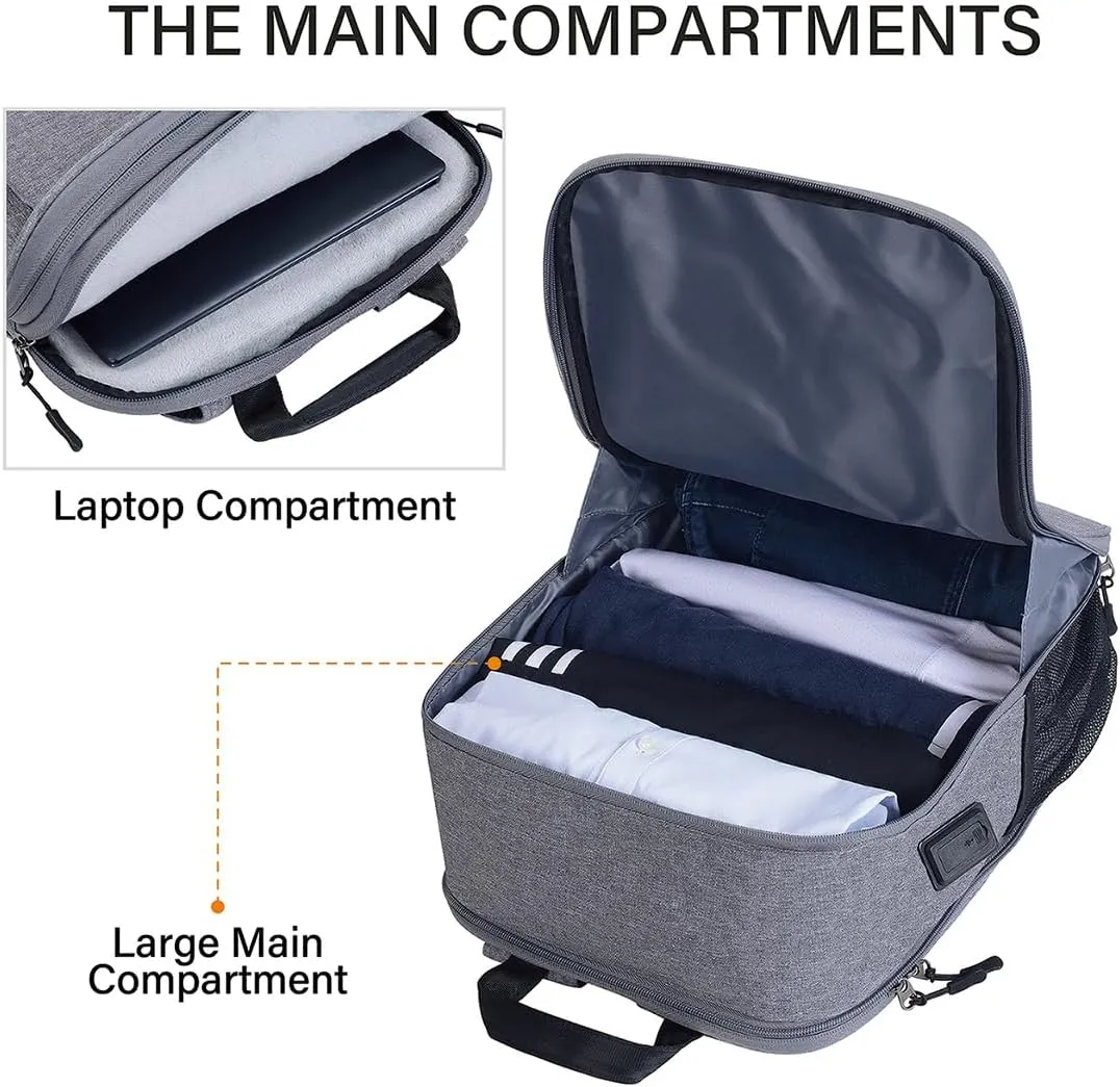 Laptop Backpack Slim & Expandable with Hidden Built-in Usb Spill-Resistant Notebooks Bag Case for Most 13-15 Inch MacBooks Surface-Books Dell HP Lenovo Asus Computers (Grey-Grey)