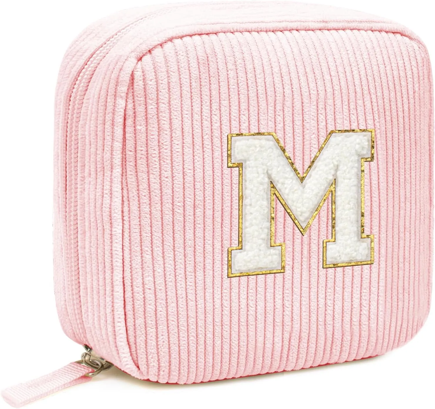 LETGO Birthday Gifts for Women Small Personalized Initial Monogram Makeup Bag,Preppy Corduroy Makeup Bags Travel Toiletry Bag Cute Pouch Purse for Her Mom Girlfriend Wife Sister Teacher Bridesmaid