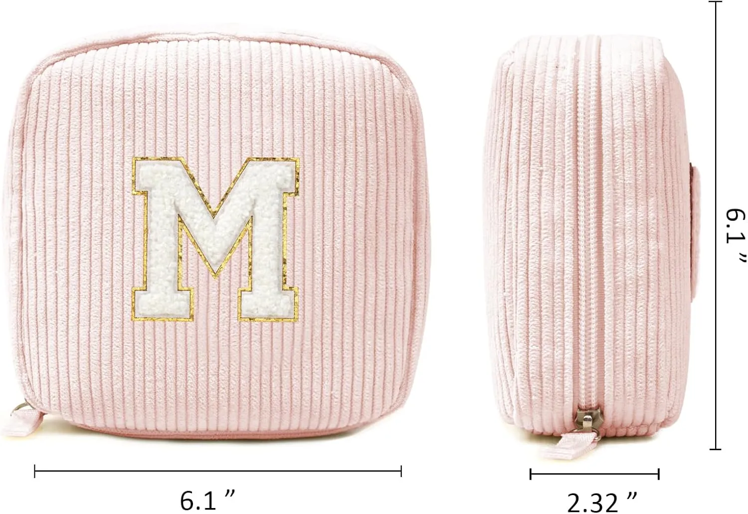 LETGO Birthday Gifts for Women Small Personalized Initial Monogram Makeup Bag,Preppy Corduroy Makeup Bags Travel Toiletry Bag Cute Pouch Purse for Her Mom Girlfriend Wife Sister Teacher Bridesmaid