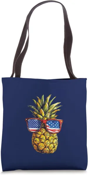 Life Is Really Good Pineapple USA Flag Beach Sunglasses Tote Bag