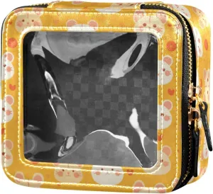 linqin Cute animal Face Yellow Waterproof Clear Makeup Bag Toiletry Bag with Zipper Cosmetic Bags Organizer for Travel