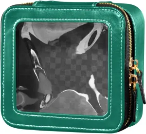 linqin Olive Green Plain Cute Makeup Case Bag Clear Travel Bags for Toiletries Makeup Bag Organizer for Travel