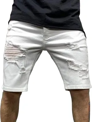 Maiyifu-GJ Men's Fashion Ripped Jean Shorts Casual Distressed Denim Shorts Summer Slim Fit Hole Short Pants