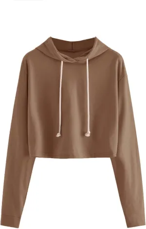 MakeMeChic Women's Cropped Hoodie Casual Workout Crop Sweatshirt Tops