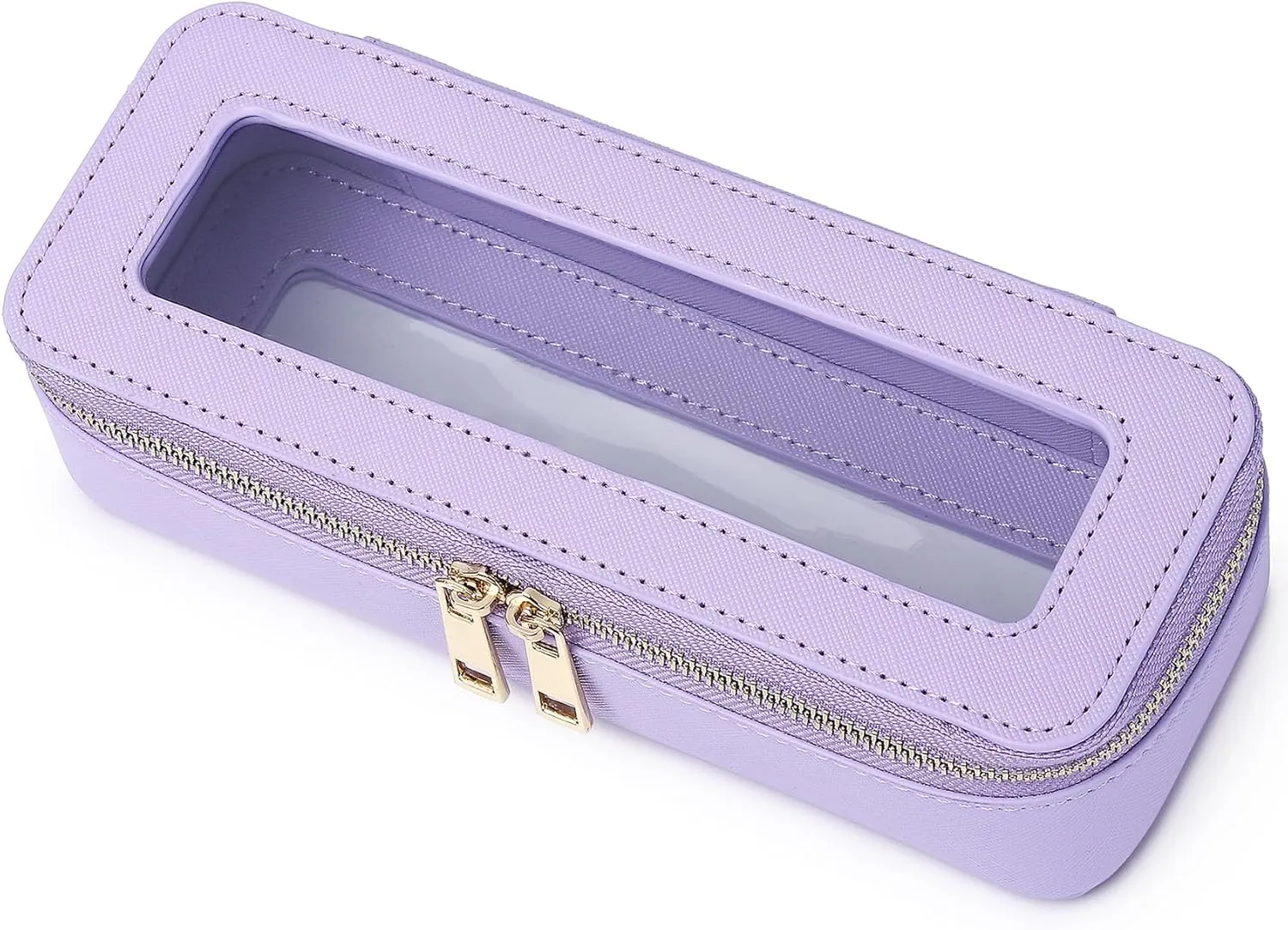 Makeup Brush Case Clear Travel Cosmetic & Toiletry Bag Small Makeup Bag with Zipper Purse Organizer Car Essential Bag for Women (X/Purple, SLIM)